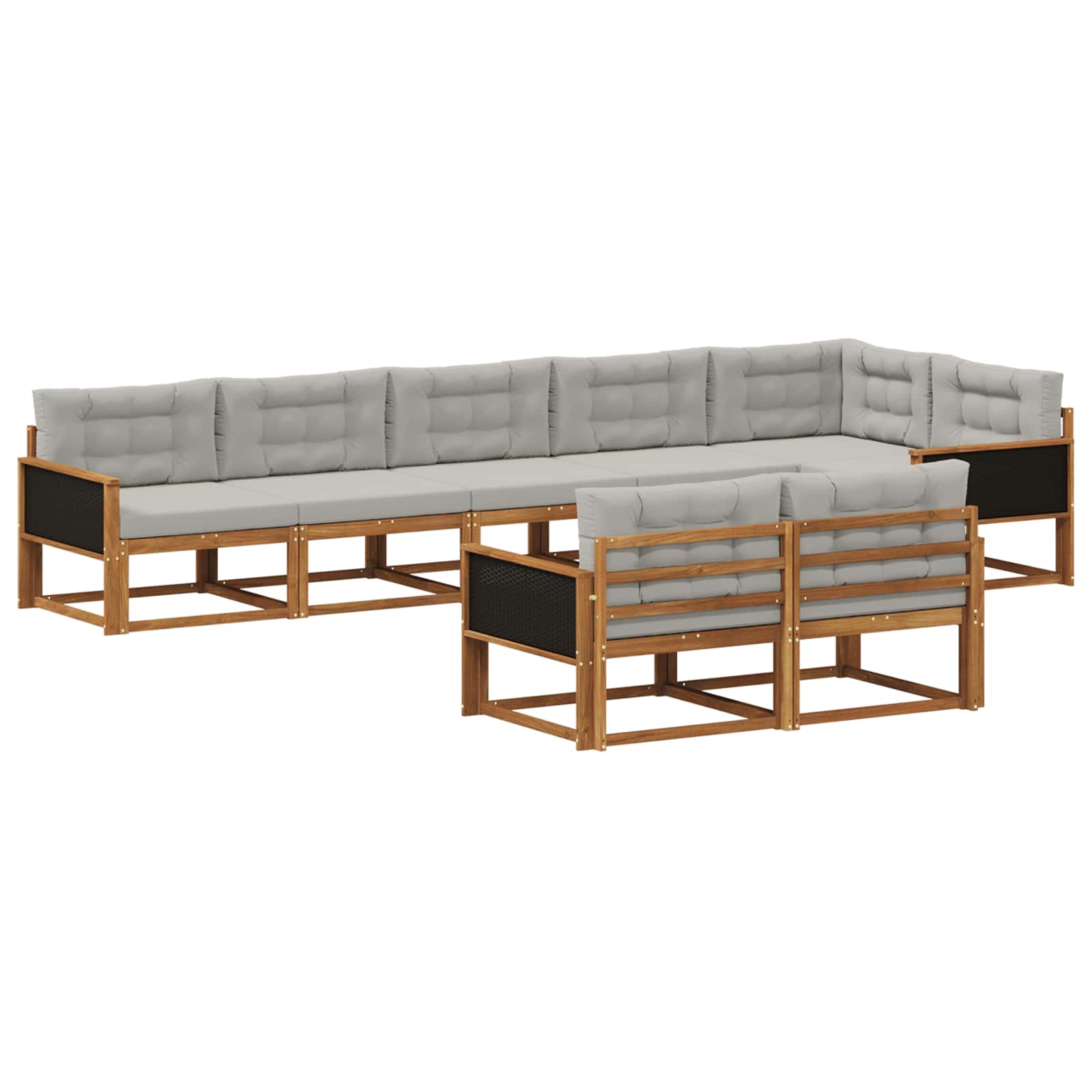 Set vanjskih sofa s jastukom 8 pcs Prirodna i Svjetlosiva