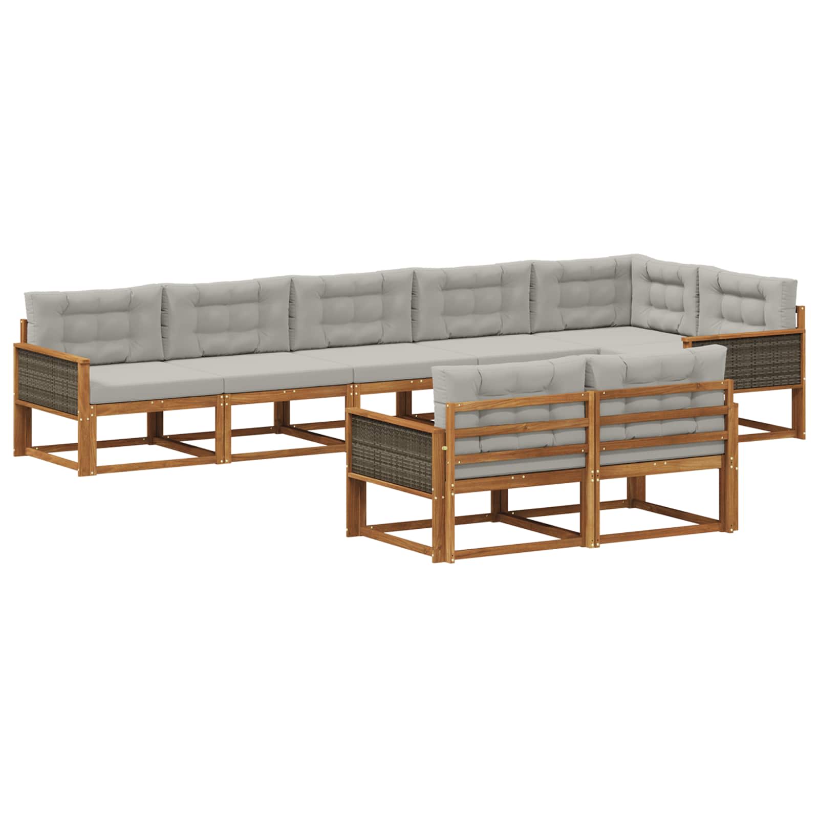 Set vanjskih sofa s jastukom 8 pcs Prirodna i Svjetlosiva