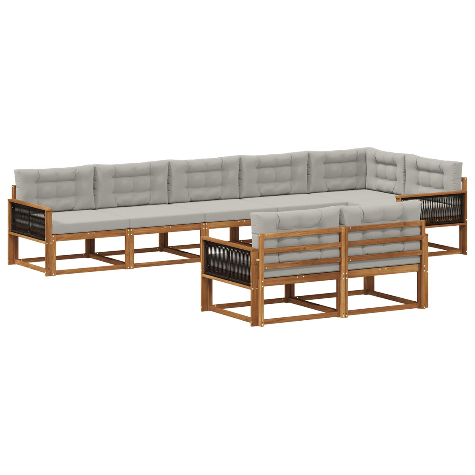 Set vanjskih sofa 8 pcs Prirodna i Svjetlosiva