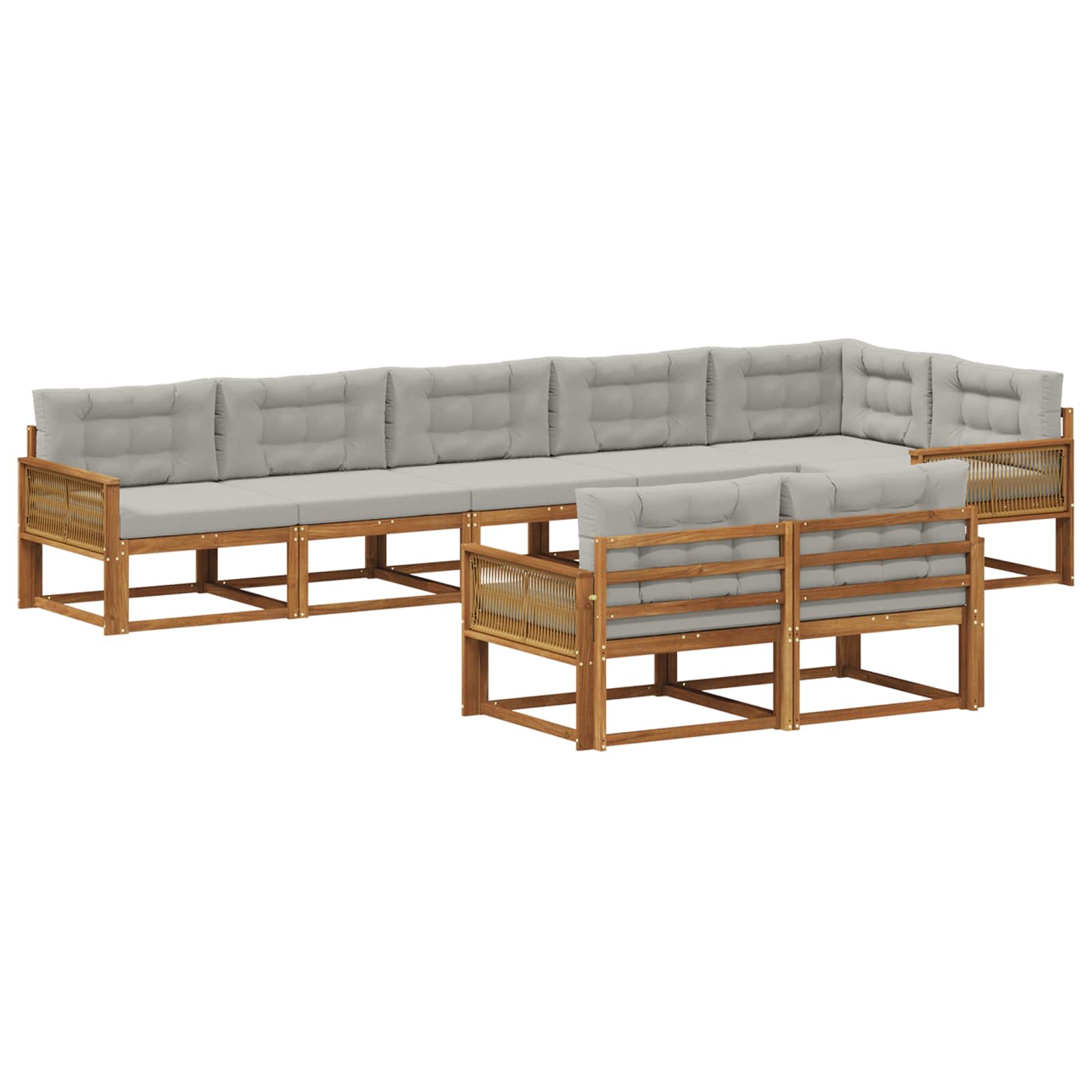 Set vanjskih sofa 8 pcs Prirodna i Svjetlosiva