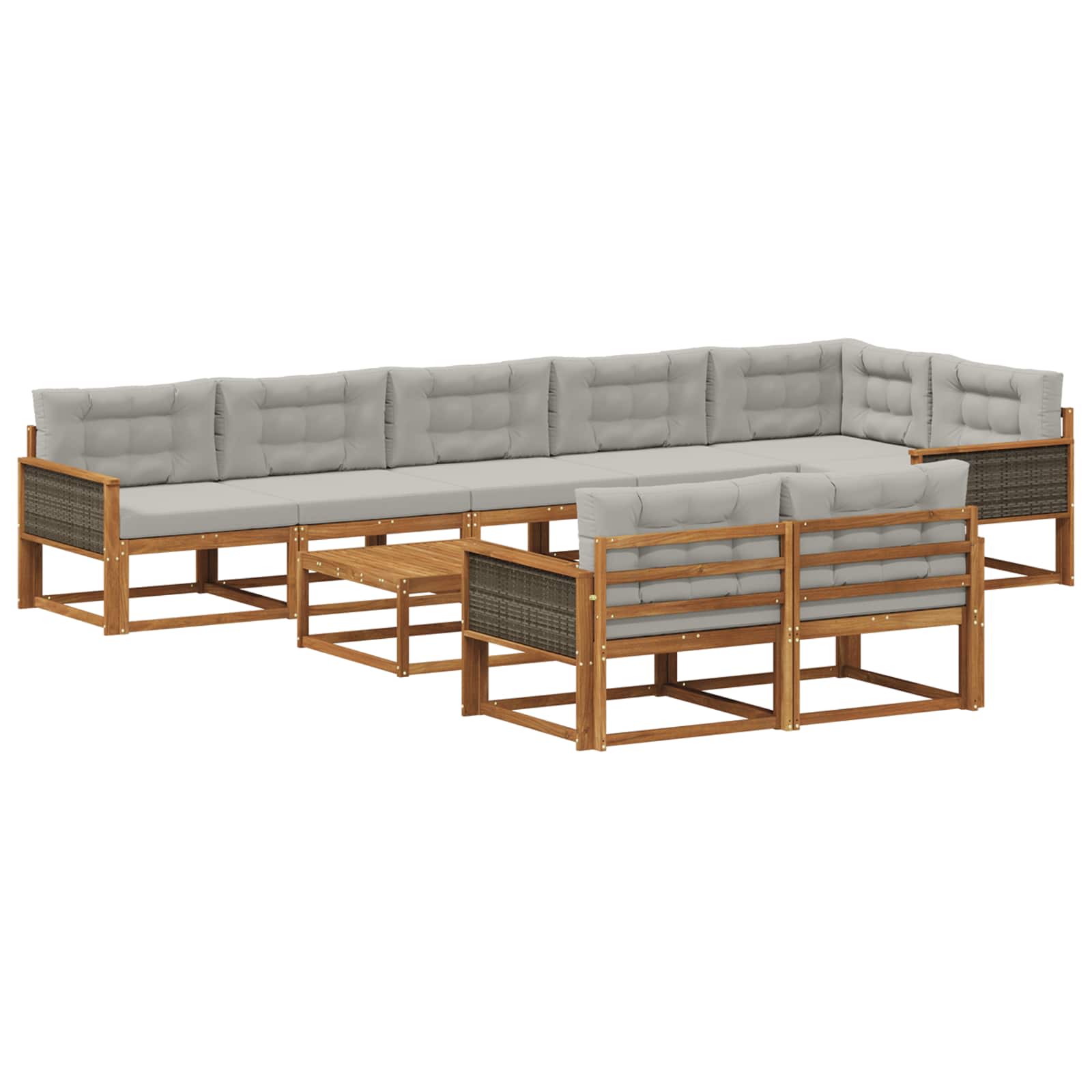 Set vanjskih sofa 9 pcs Prirodna i Svjetlosiva
