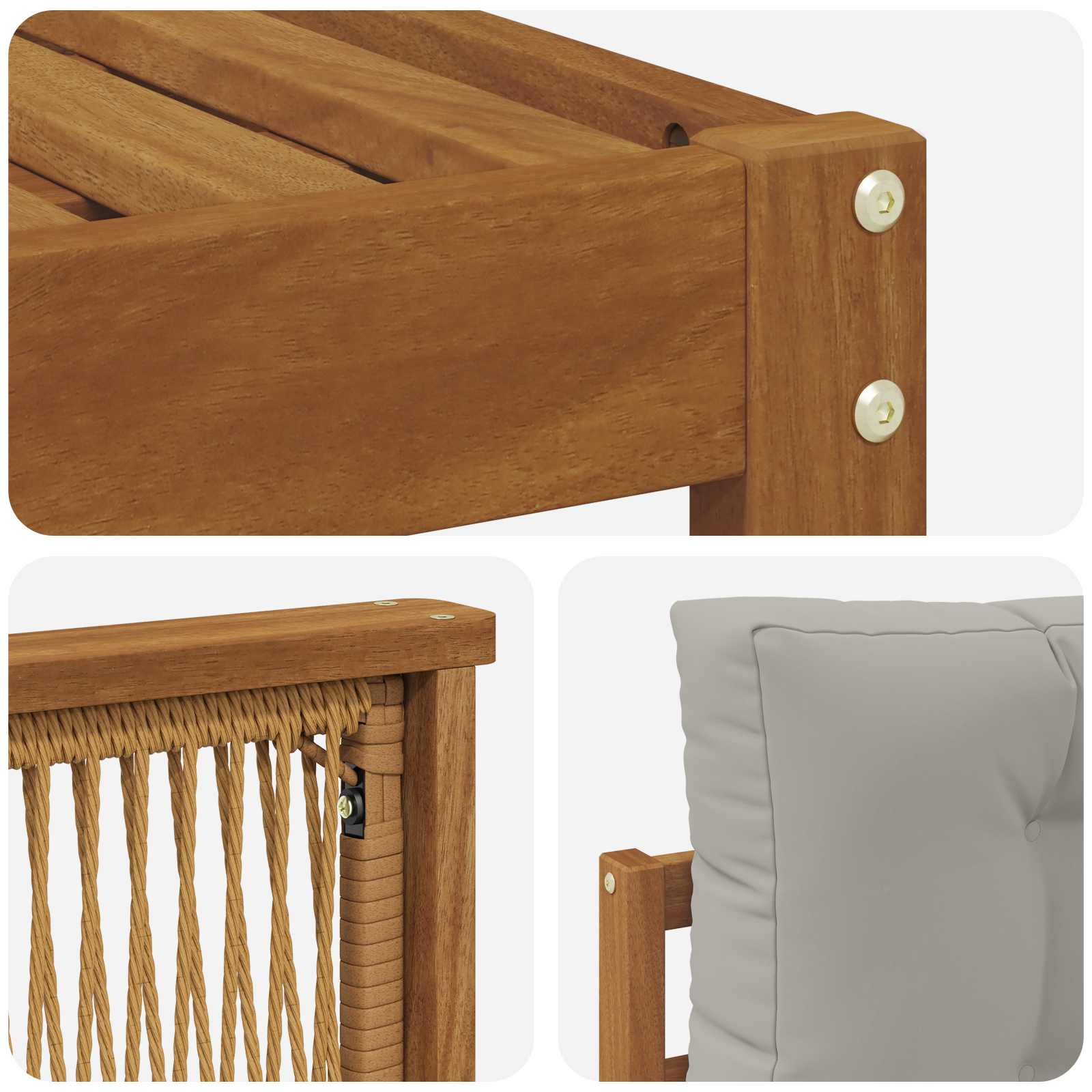 Set vanjskih sofa s jastukom 9 pcs Prirodna i Svjetlosiva