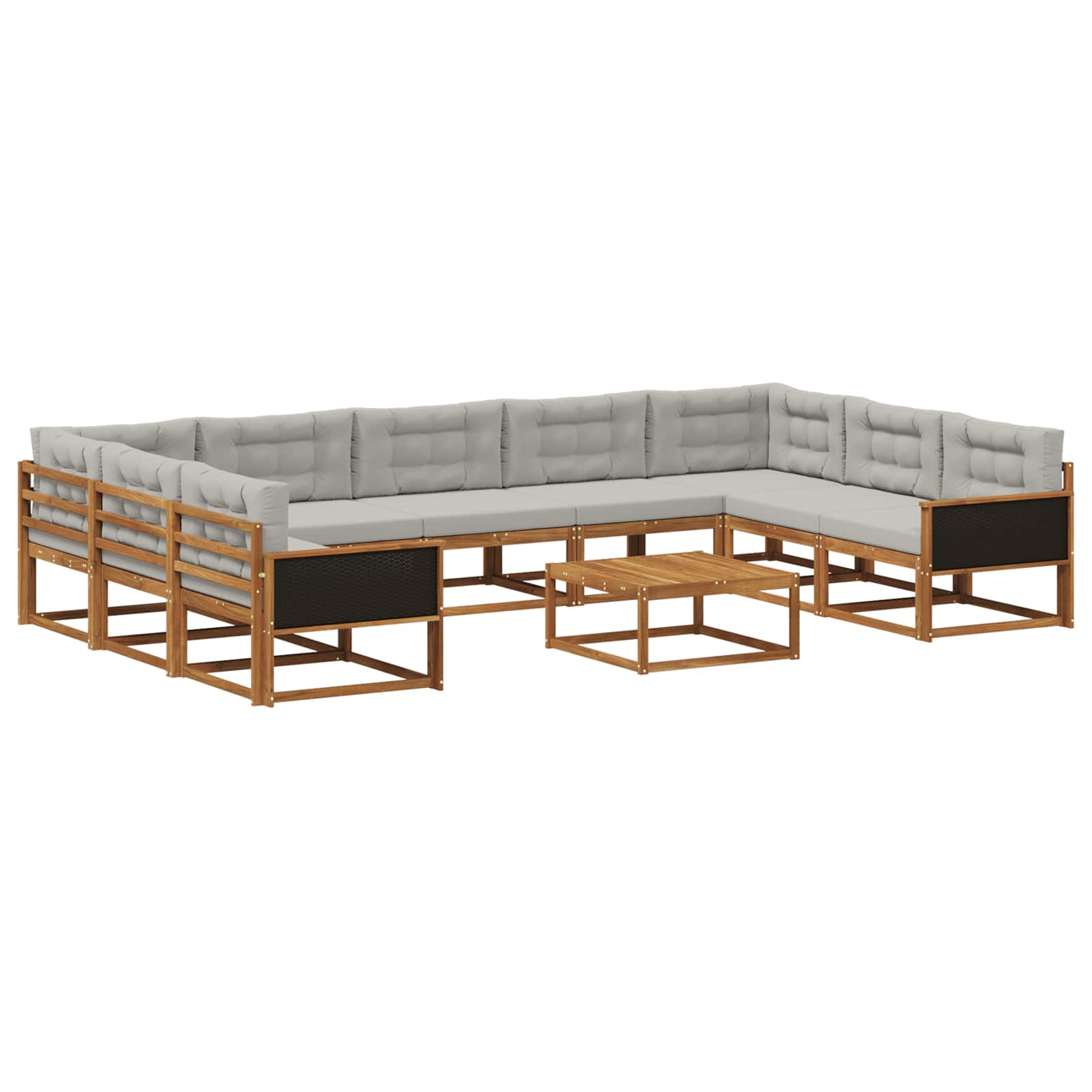 Set vanjskih sofa s jastukom 10 pcs Prirodna i svjetlosiva