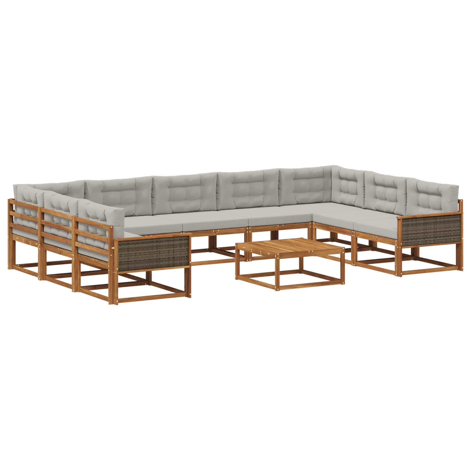 Set vanjskih sofa s jastukom 10 pcs Prirodna i svjetlosiva