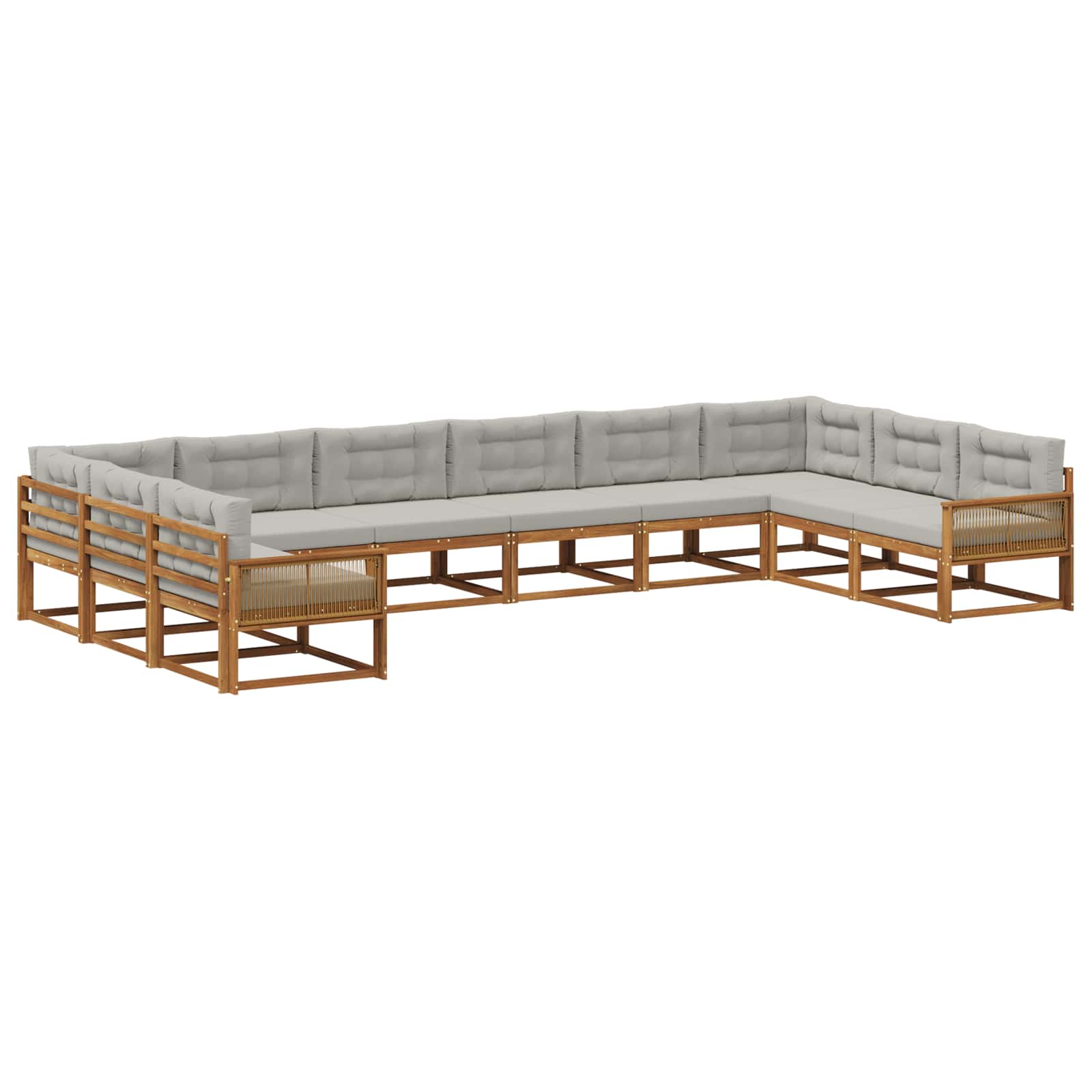 Set vanjskih sofa s jastukom 10 pcs Prirodna i svjetlosiva