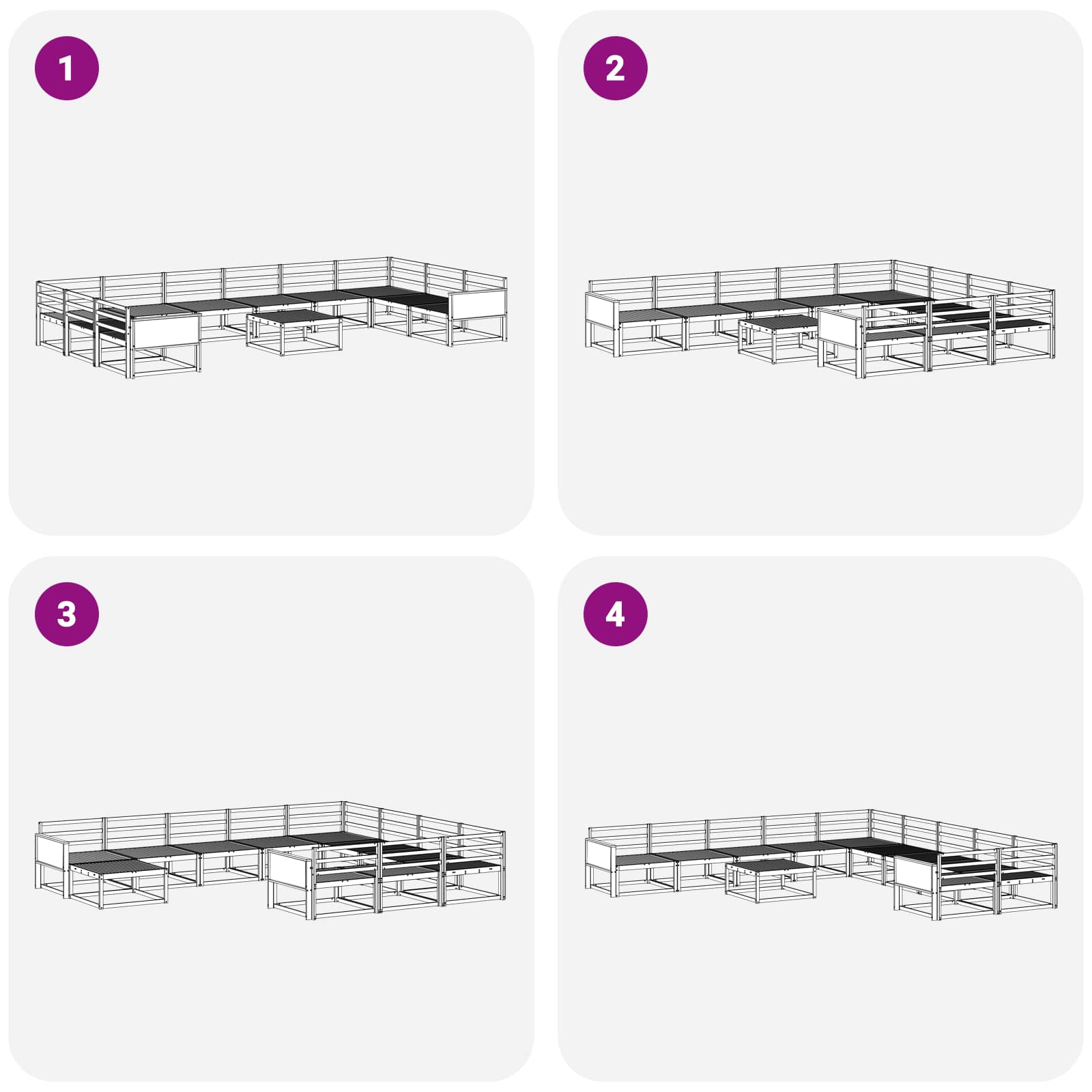 Set vanjskih sofa 11 pcs Prirodna Čvrsto drvo akacije