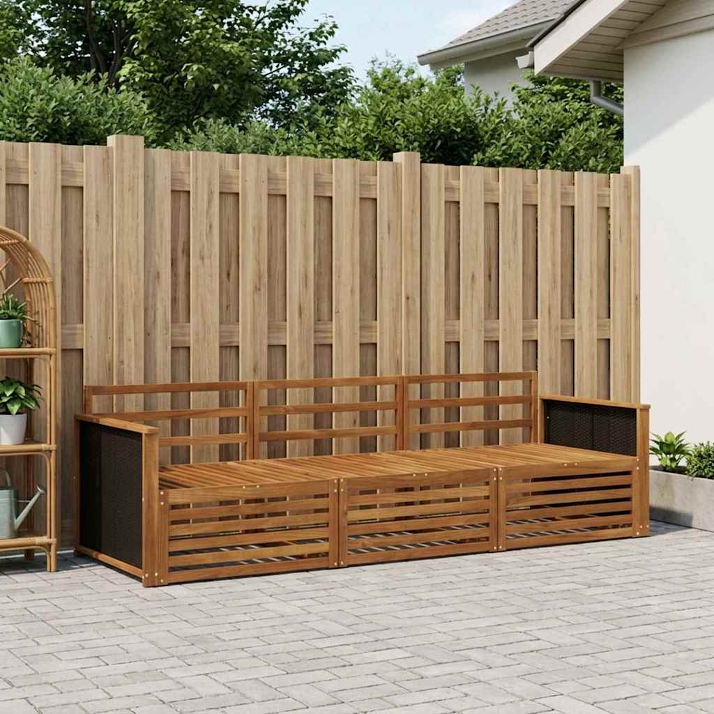 Set vanjskih sofa 3 pcs Prirodna Čvrsto drvo akacije