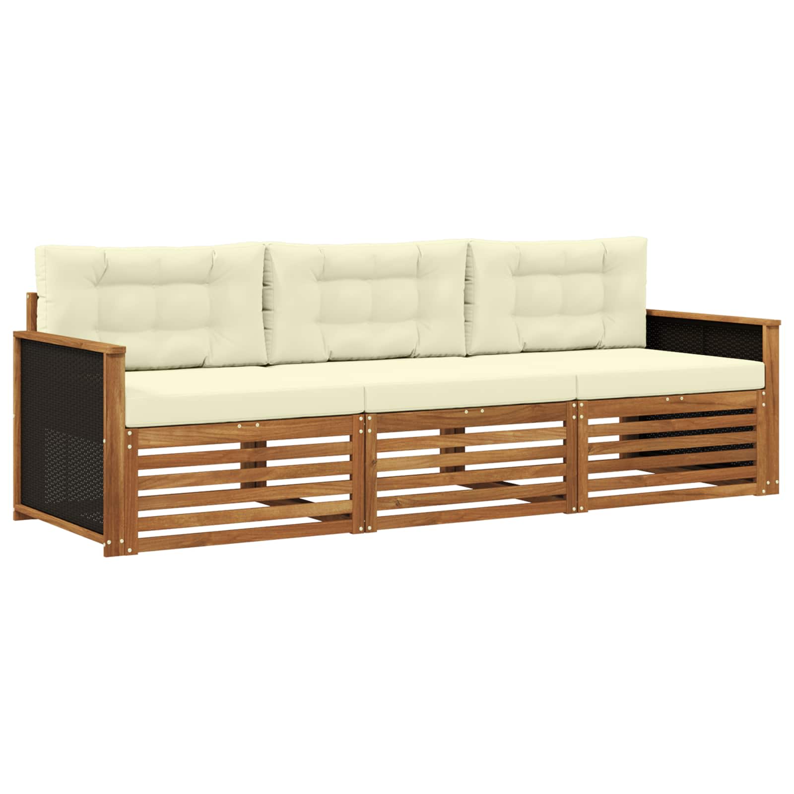 Set vanjskih sofa s jastukom 3 pcs Prirodna i krem Poliester