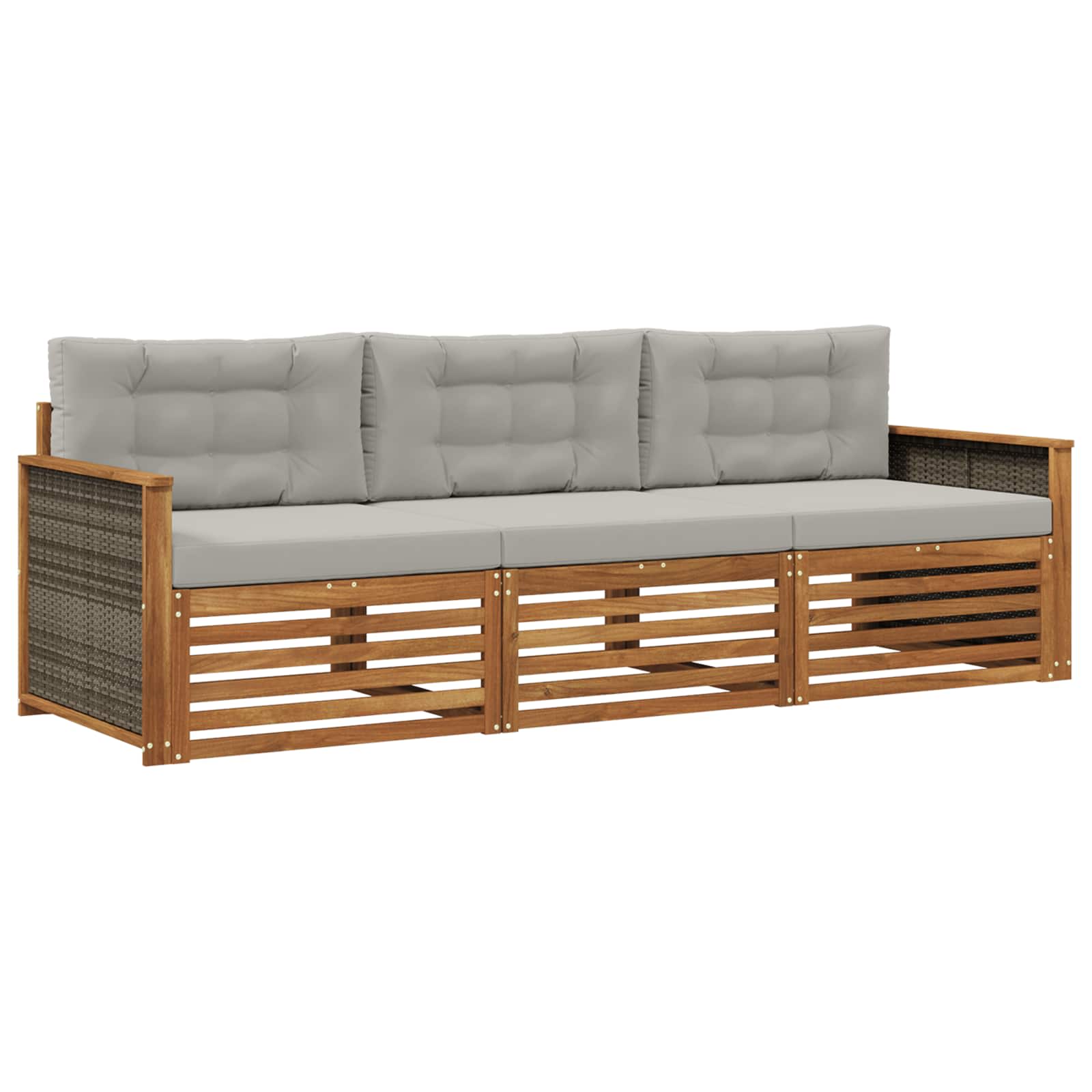 Set vanjskih sofa s jastukom 3 pcs Prirodna i svjetlosiva