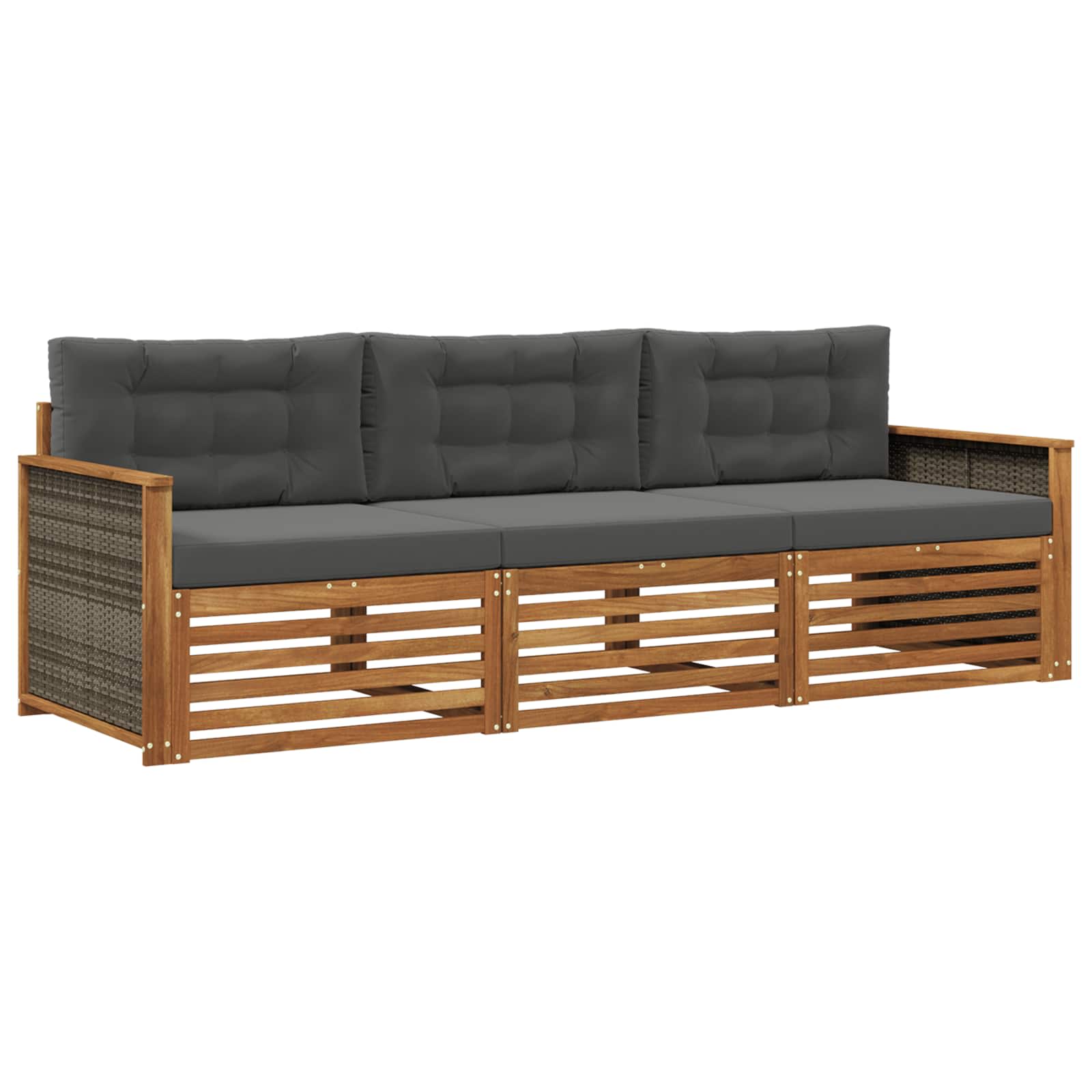 Set vanjskih sofa s jastukom 3 pcs Prirodna i antracit