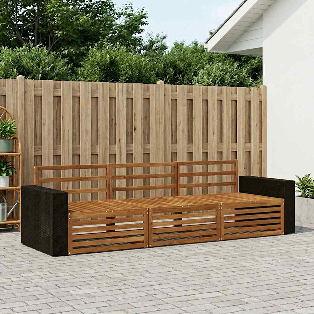 Set vanjskih sofa 3 pcs Prirodna Čvrsto drvo akacije