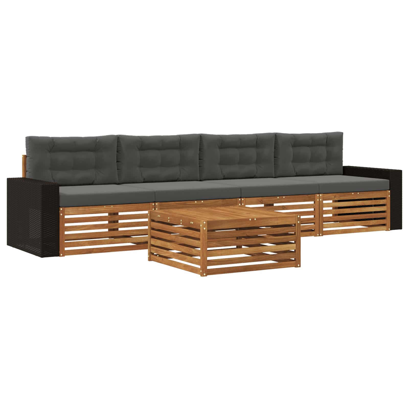 Set vanjskih sofa 5 pcs Prirodna i antracit Čvrsto drvo akacije
