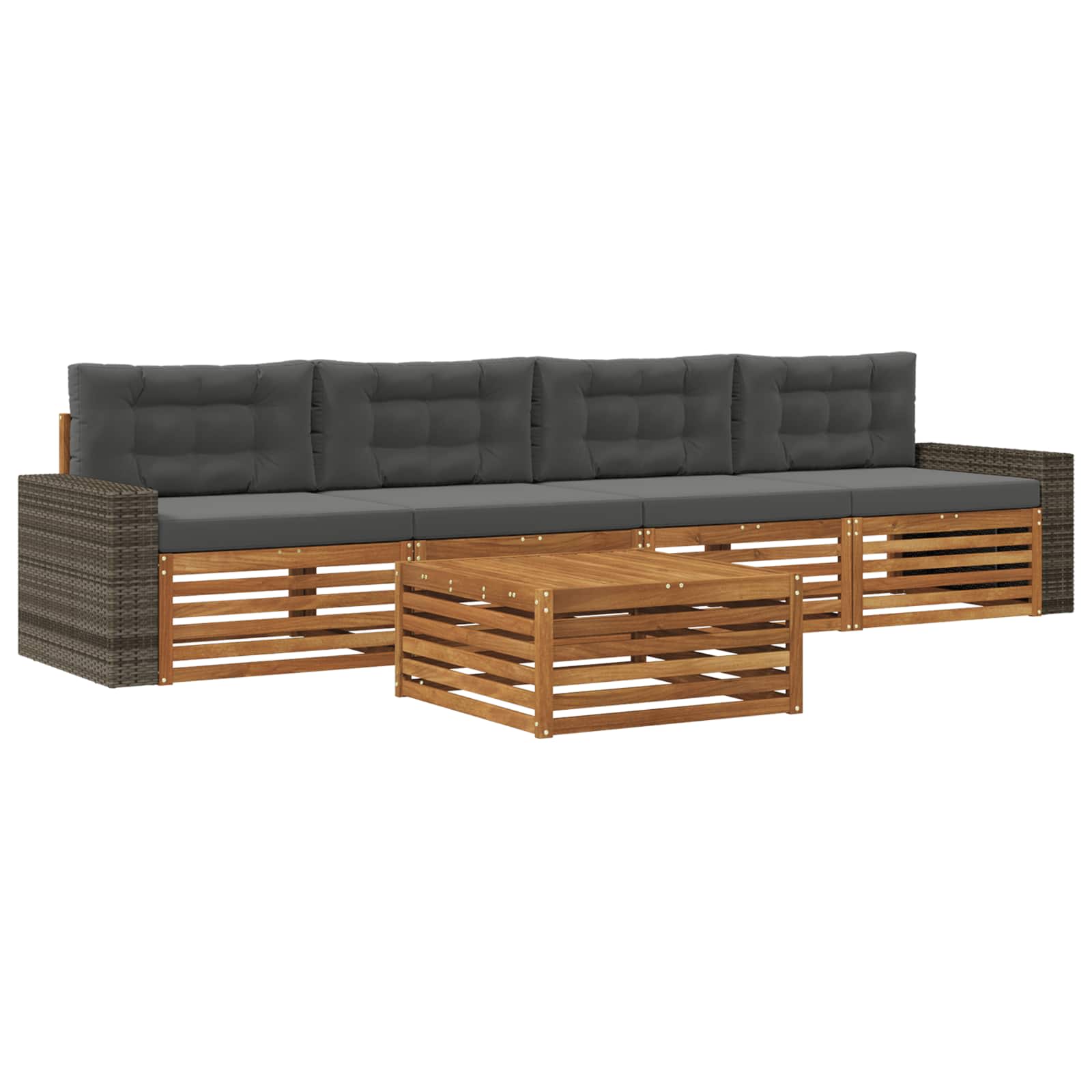 Set vanjskih sofa 5 pcs Prirodna i antracit Čvrsto drvo akacije