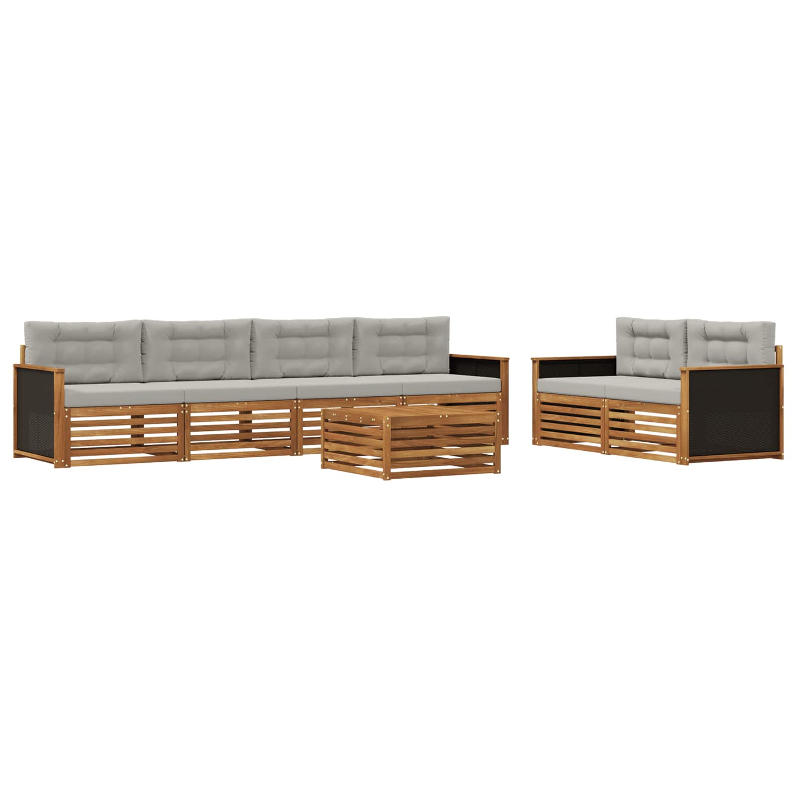 Set vanjskih sofa 7 pcs Prirodna i svjetlosiva Poliester