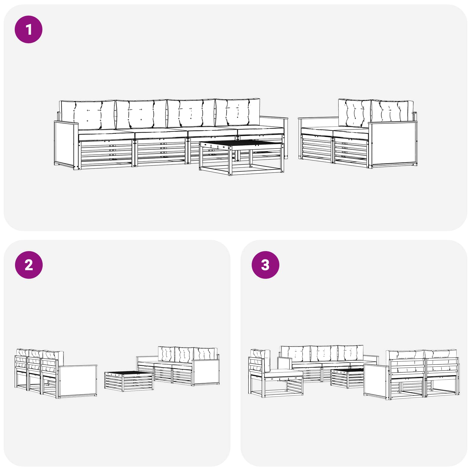 Set vanjskih sofa s jastukom 7 pcs Prirodna i bež Poliester