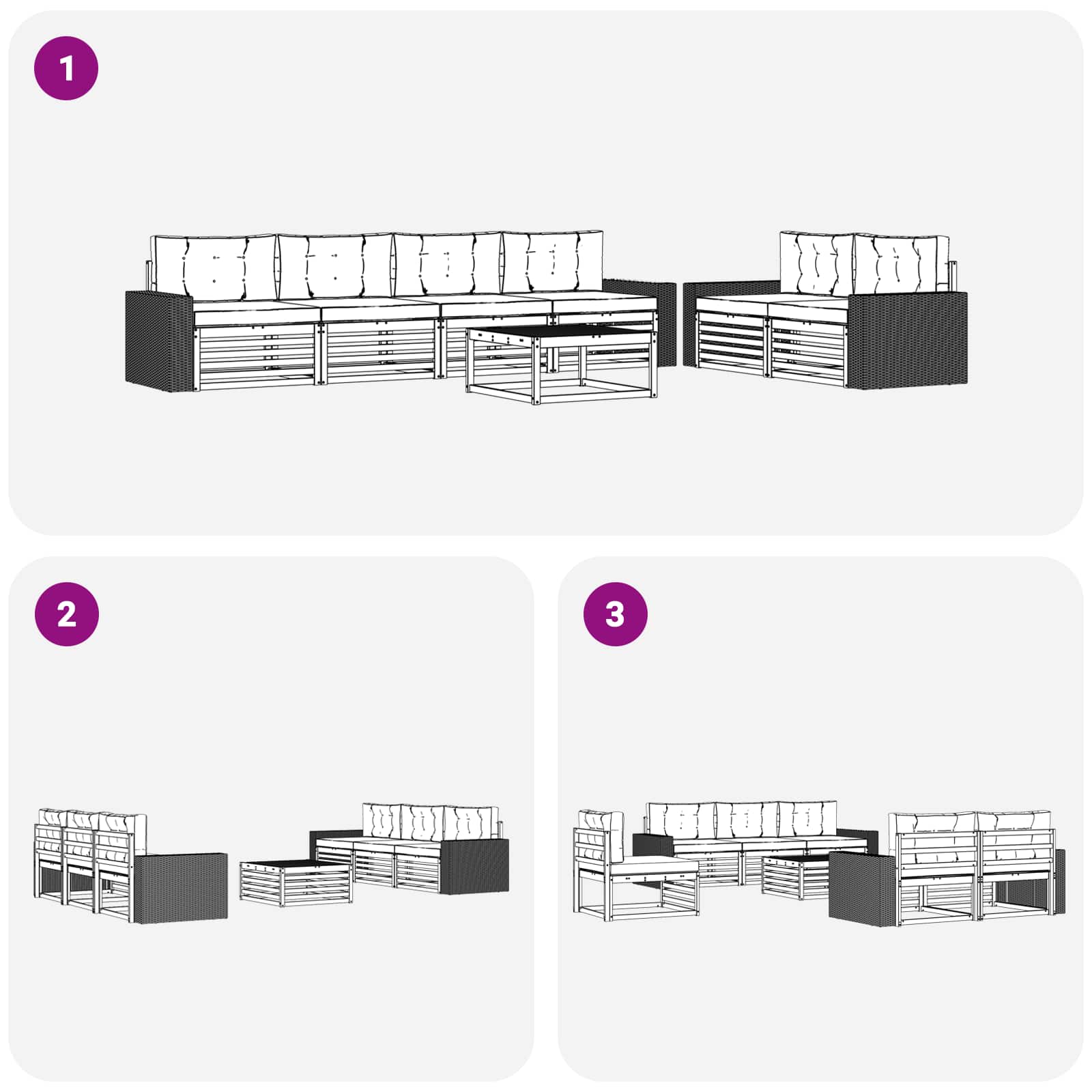 Set vanjskih sofa s jastukom 7 pcs Prirodna i krem Poliester