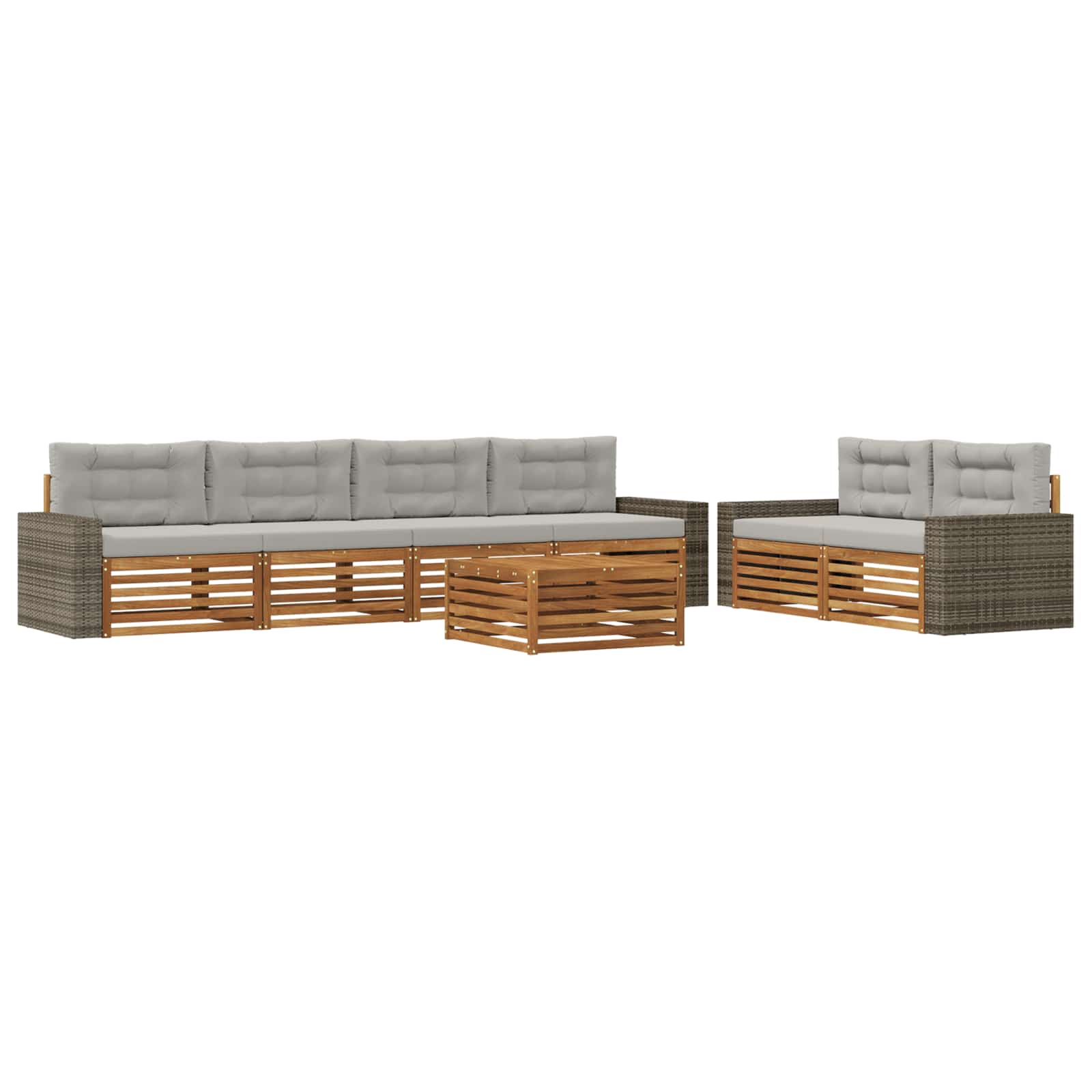 Set vanjskih sofa 7 pcs Prirodna i svjetlosiva Poliester