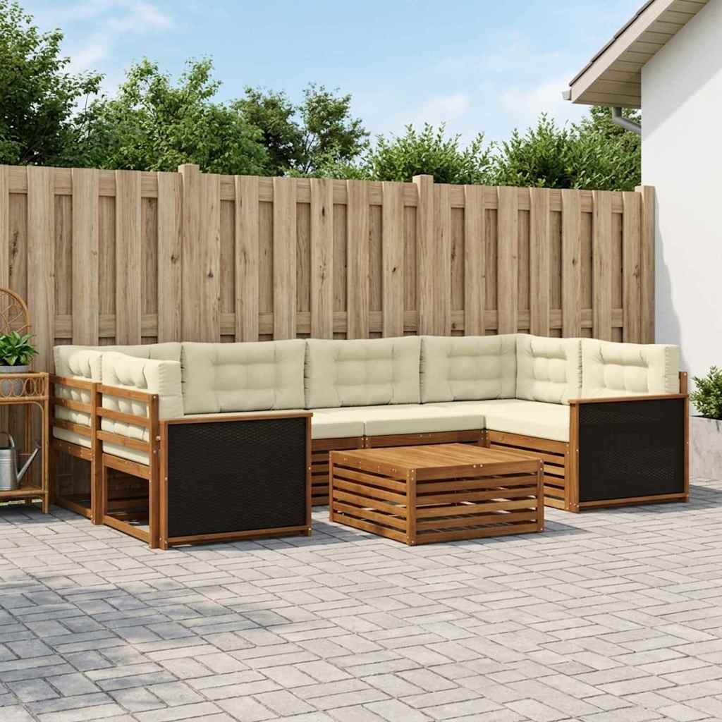 Set vanjskih sofa s jastukom 7 pcs Prirodna i krem Poliester