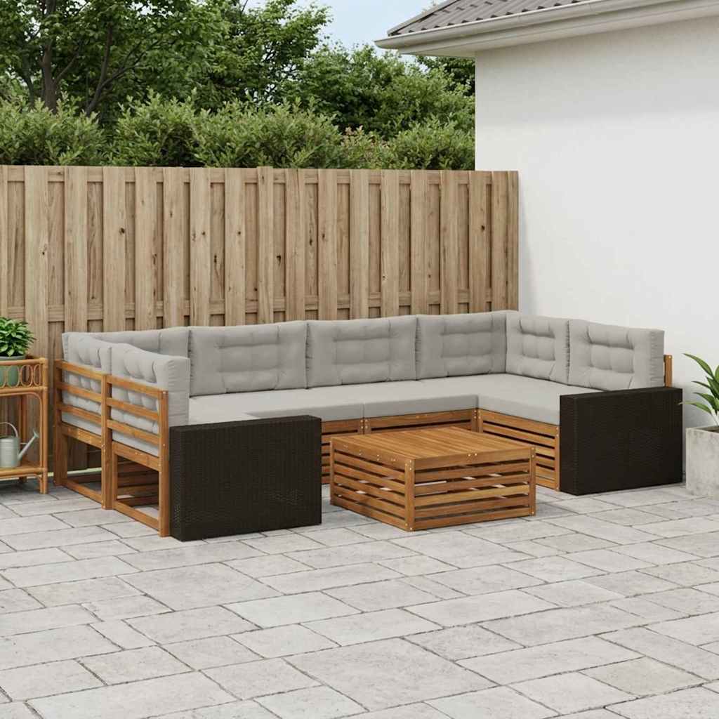 Set vanjskih sofa 7 pcs Prirodna i svjetlosiva Poliester