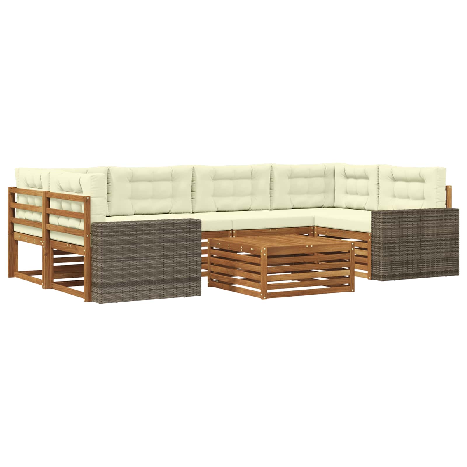 Set vanjskih sofa s jastukom 7 pcs Prirodna i krem Poliester