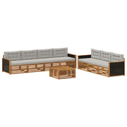 Set vanjskih sofa 8 pcs Prirodna i svjetlosiva 79 x 79 x 37 cm