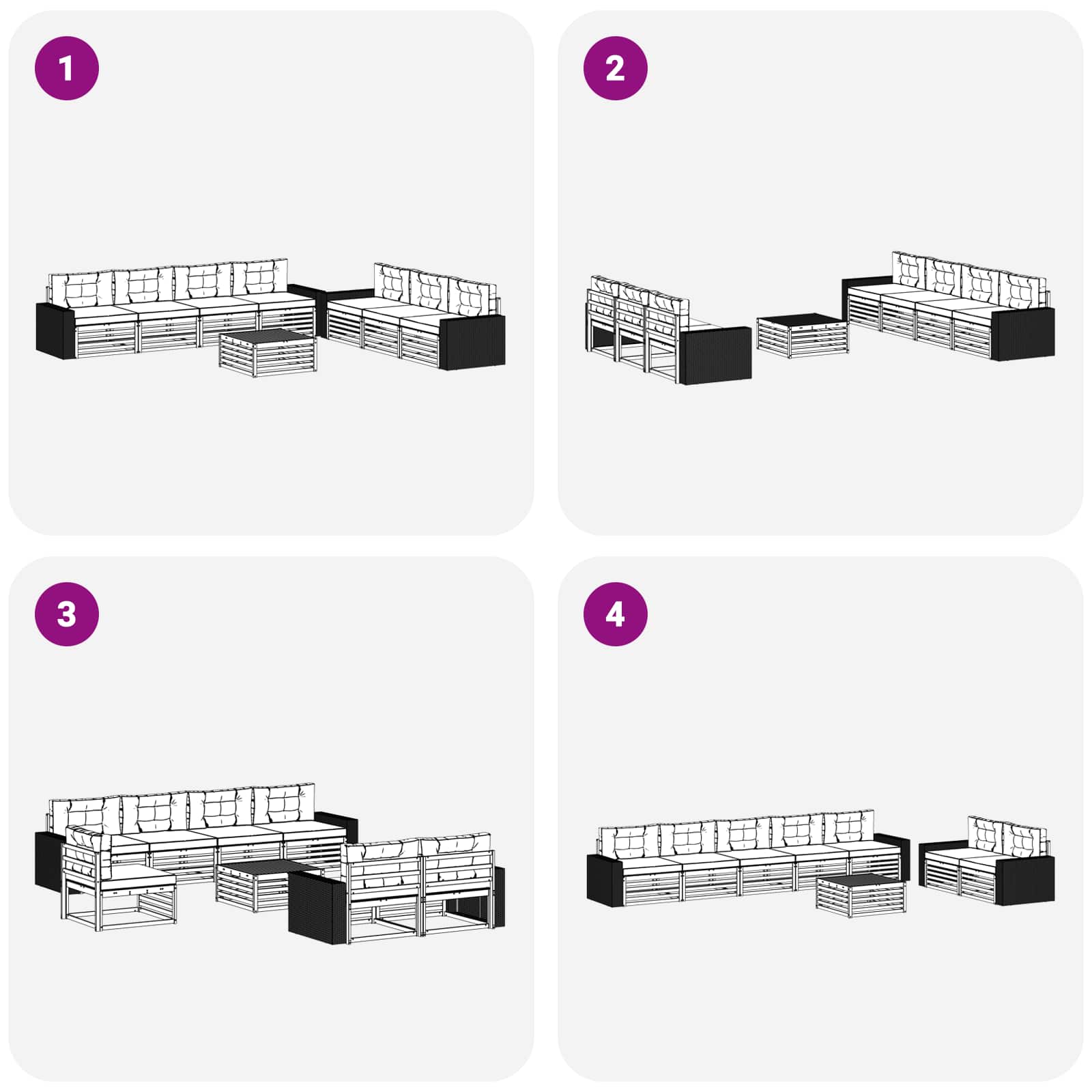 Set vanjskih sofa 8 pcs Prirodna i krem 79 x 79 x 37 cm
