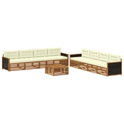 Set vanjskih sofa s jastukom 9 pcs Prirodna i krem Poliester
