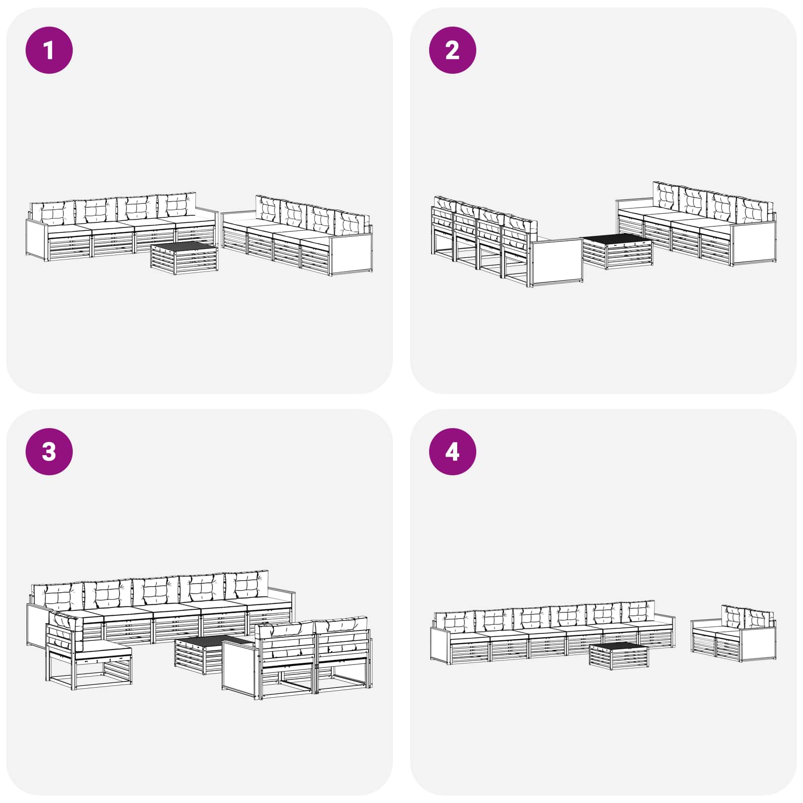 Set vanjskih sofa 9 pcs Prirodna i antracit Poliester