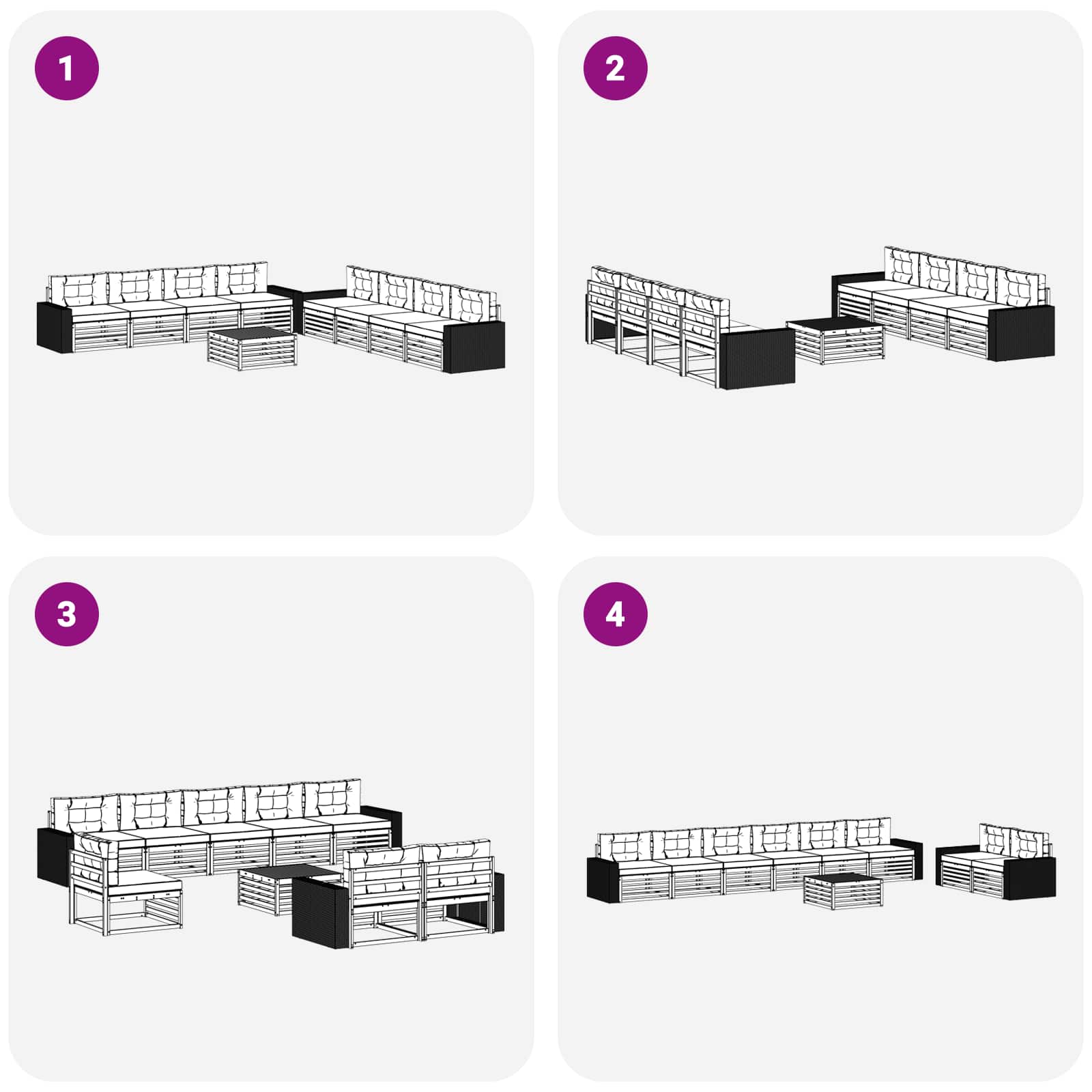 Set vanjskih sofa s jastukom 9 pcs Prirodna i krem Poliester