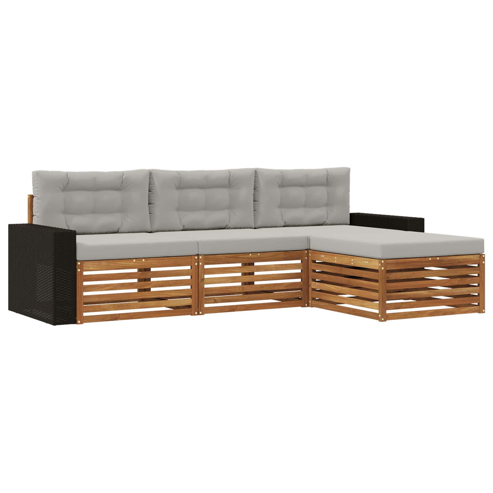 Set vanjskih sofa 4 pcs Prirodna i svjetlosiva Poliester