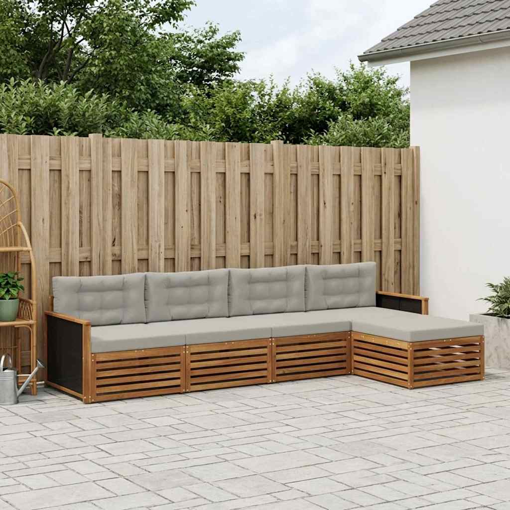 Set vanjskih sofa 5 pcs Prirodna i svjetlosiva Poliester