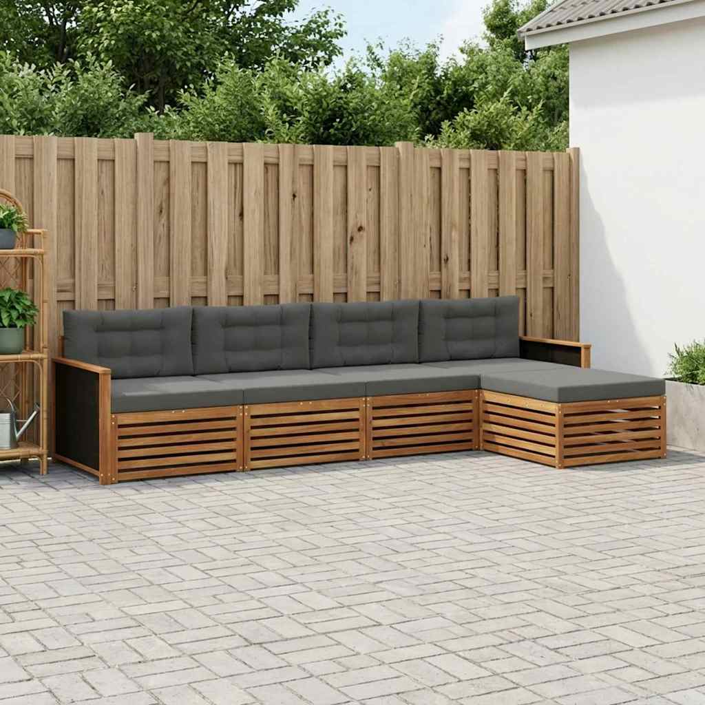 Set vanjskih sofa 5 pcs Prirodna i antracit Poliester