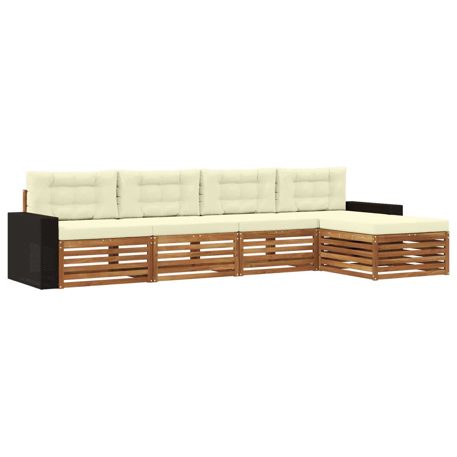 Set vanjskih sofa s jastukom 5 pcs Prirodna i krem Poliester