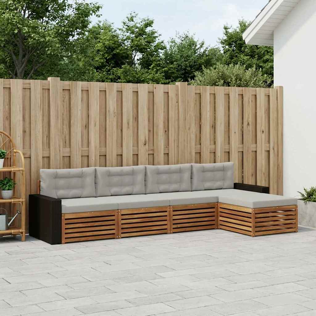 Set vanjskih sofa 5 pcs Prirodna i svjetlosiva Poliester