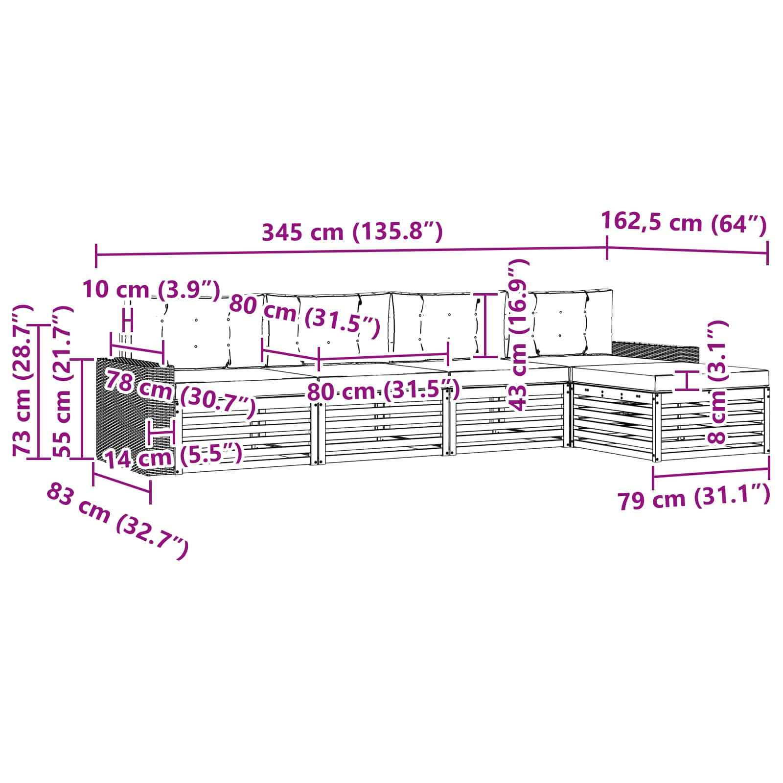 Set vanjskih sofa 5 pcs Prirodna i svjetlosiva Poliester