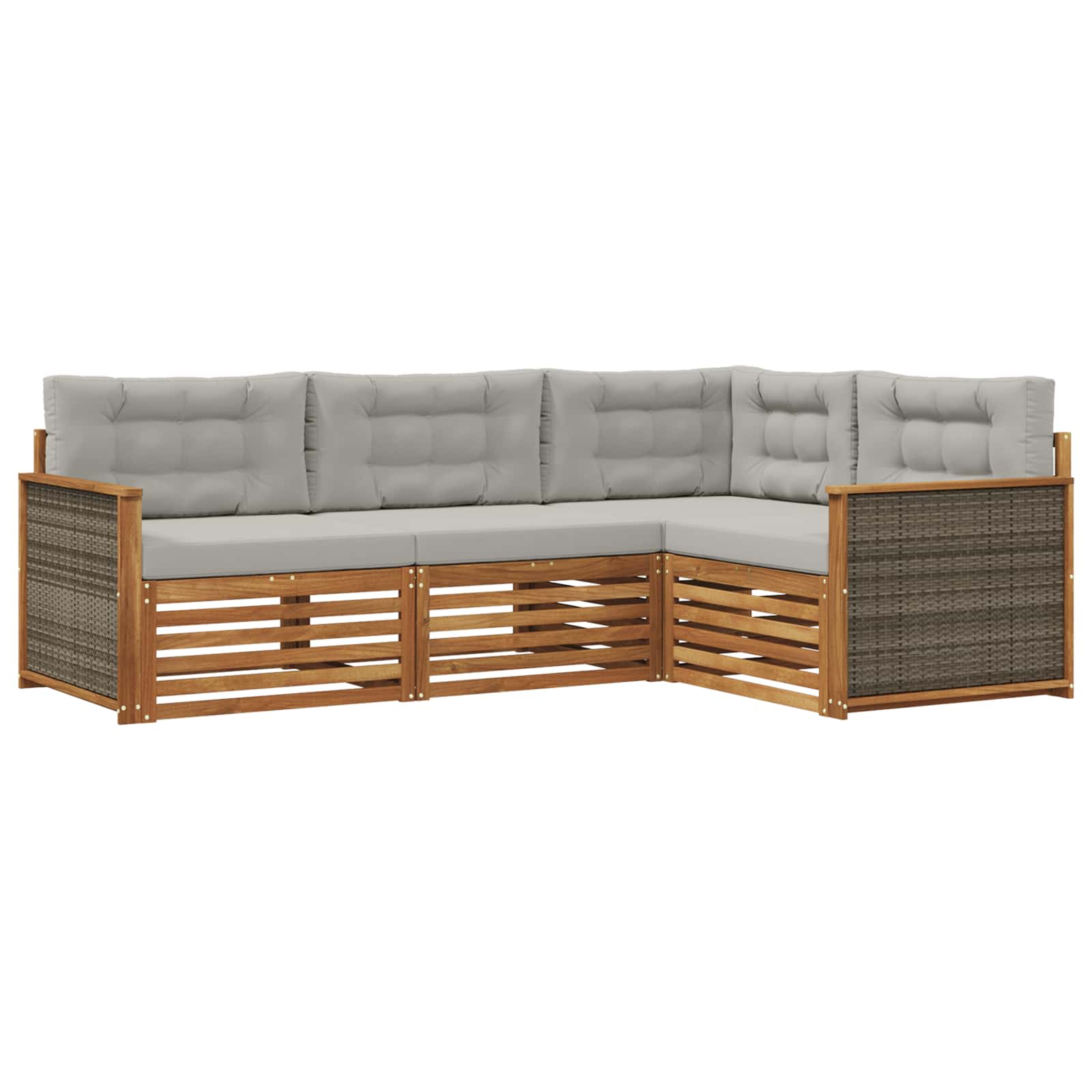 Set vanjskih sofa s jastukom 4 pcs Prirodna i svjetlosiva