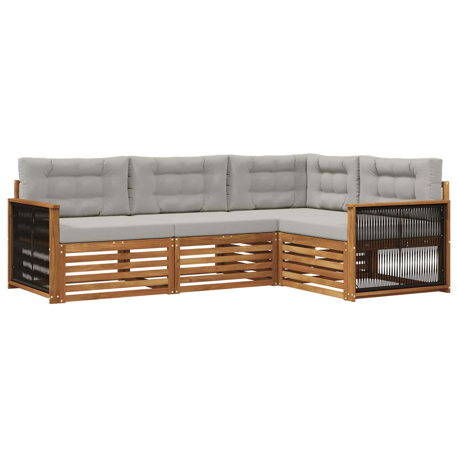 Set vanjskih sofa s jastukom 4 pcs Prirodna i svjetlosiva