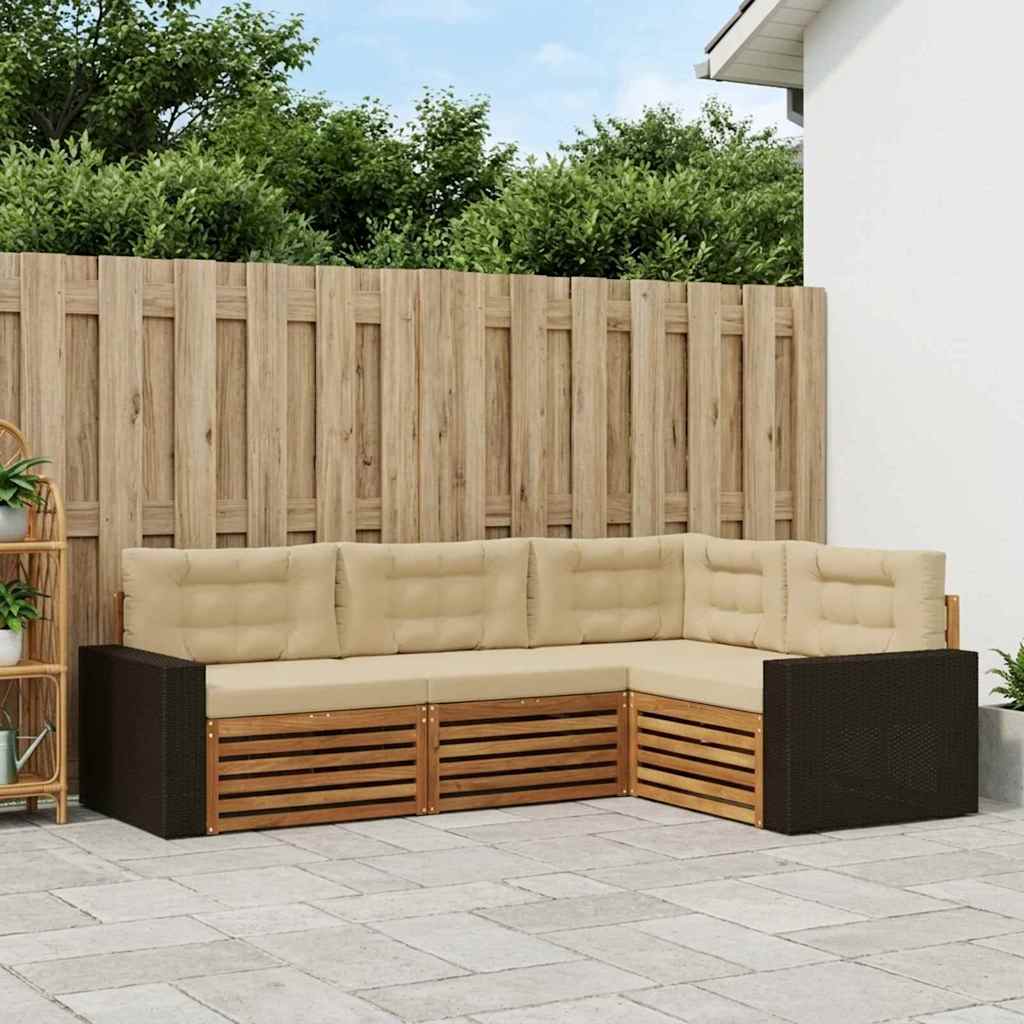 Set vanjskih sofa 4 pcs Prirodna i bež 255,5 x 176,5 x 73 cm
