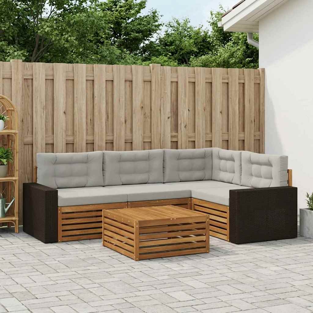Set vanjskih sofa 5 pcs Prirodna i svjetlosiva 79 x 79 x 37 cm