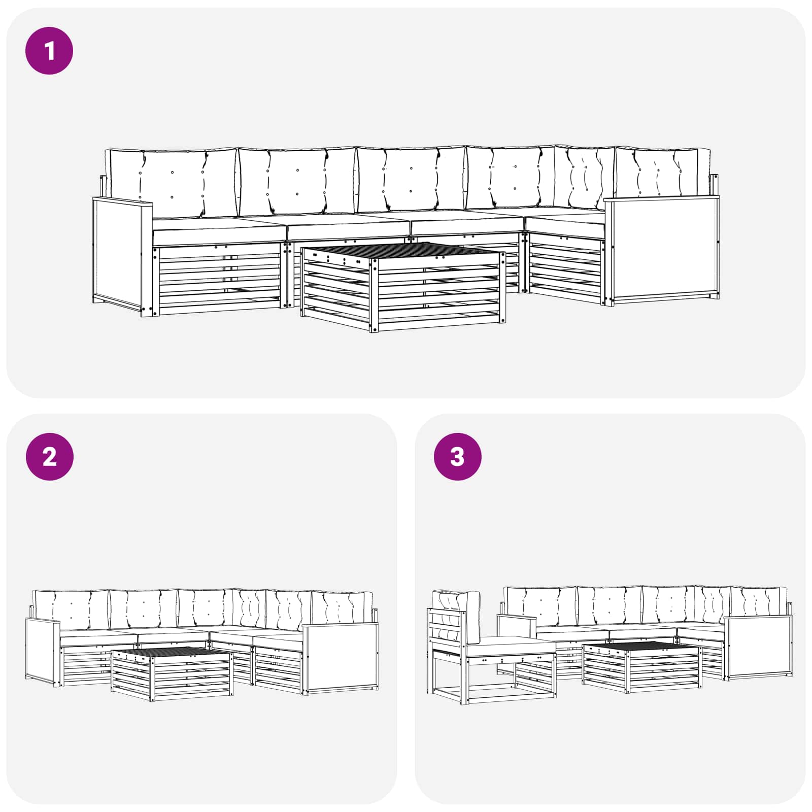 Set vanjskih sofa 6 pcs Prirodna i antracit 79 x 79 x 37 cm
