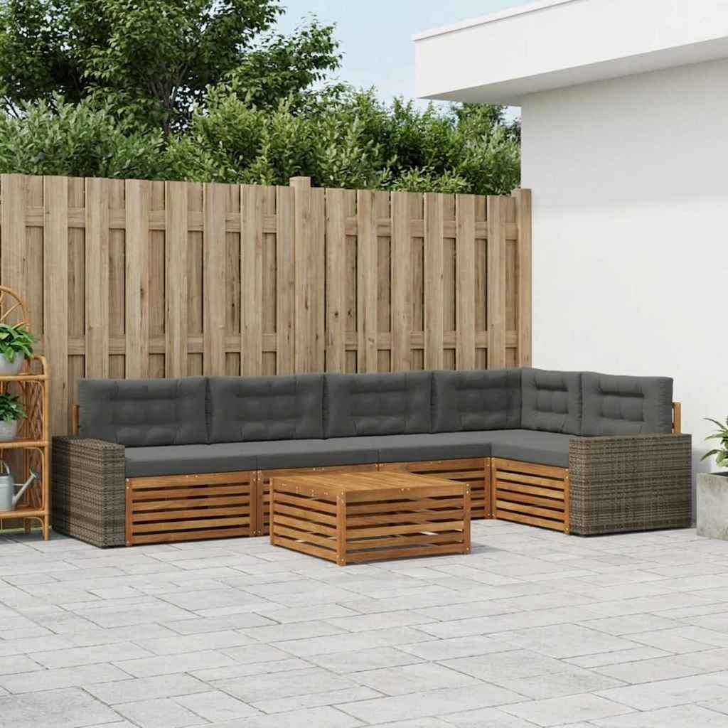 Set vanjskih sofa 6 pcs Prirodna i antracit 79 x 79 x 37 cm