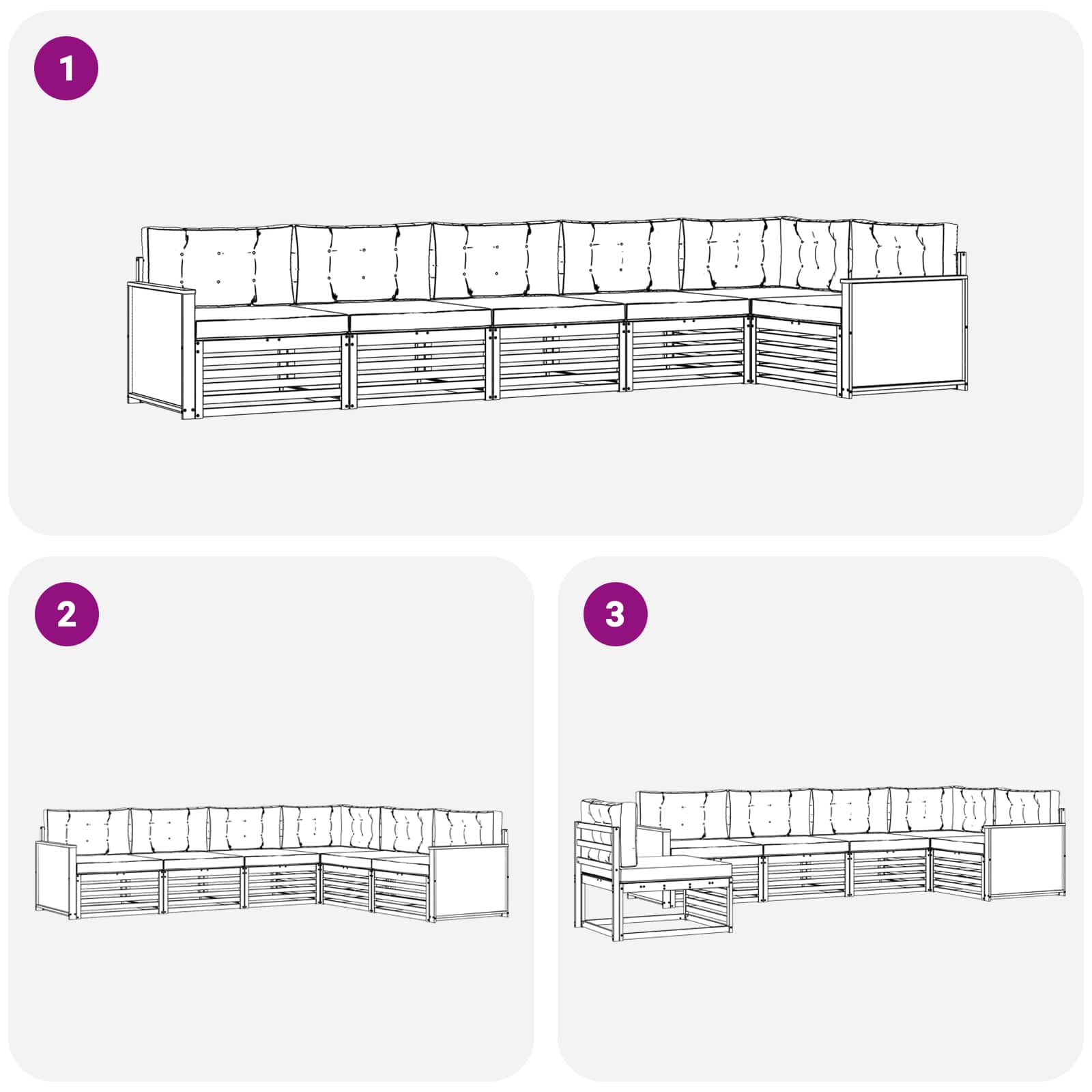 Set vanjskih sofa 6 pcs Prirodna i svjetlosiva