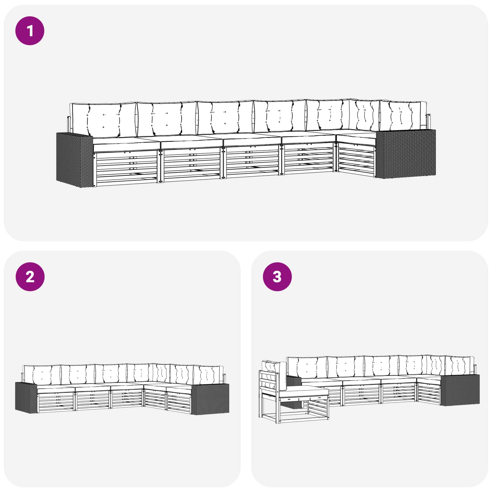 Set vanjskih sofa 6 pcs Prirodna i krem 402 x 172,5 x 73 cm