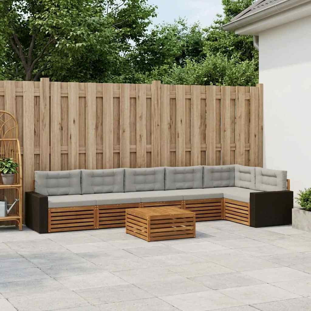 Set vanjskih sofa 7 pcs Prirodna i svjetlosiva Poliester