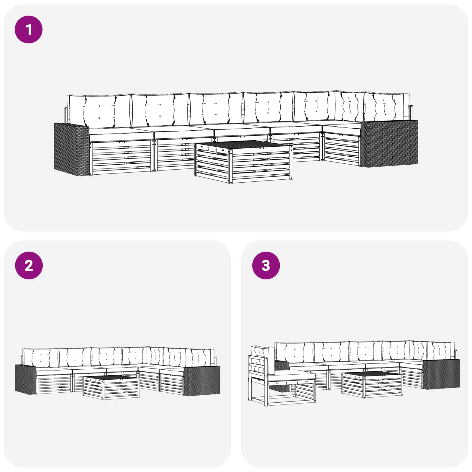 Set vanjskih sofa 7 pcs Prirodna i bež 79 x 79 x 37 cm