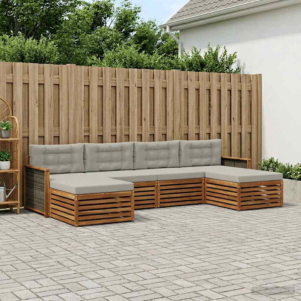 Setovi sofa s jastukom 6 pcs Čvrsto drvo akacije