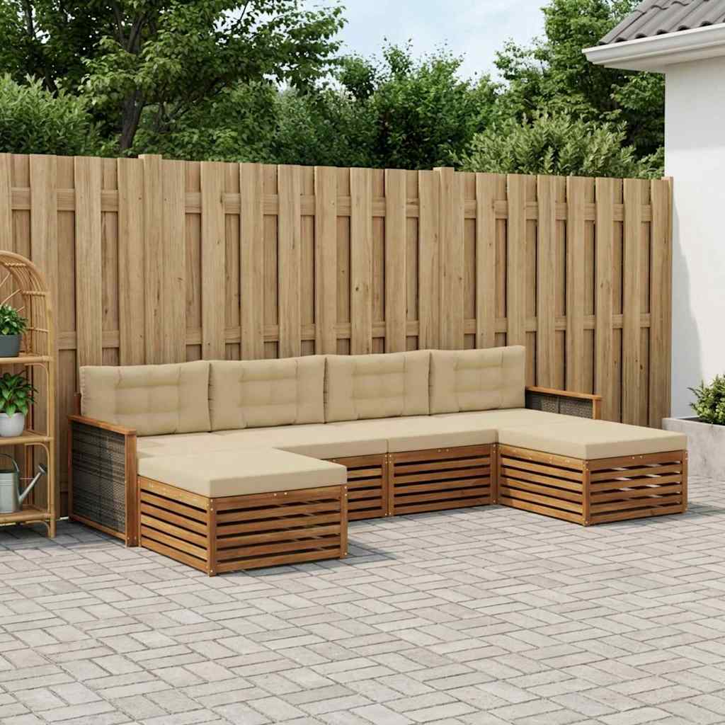 Setovi sofa s jastukom 6 pcs Čvrsto drvo akacije