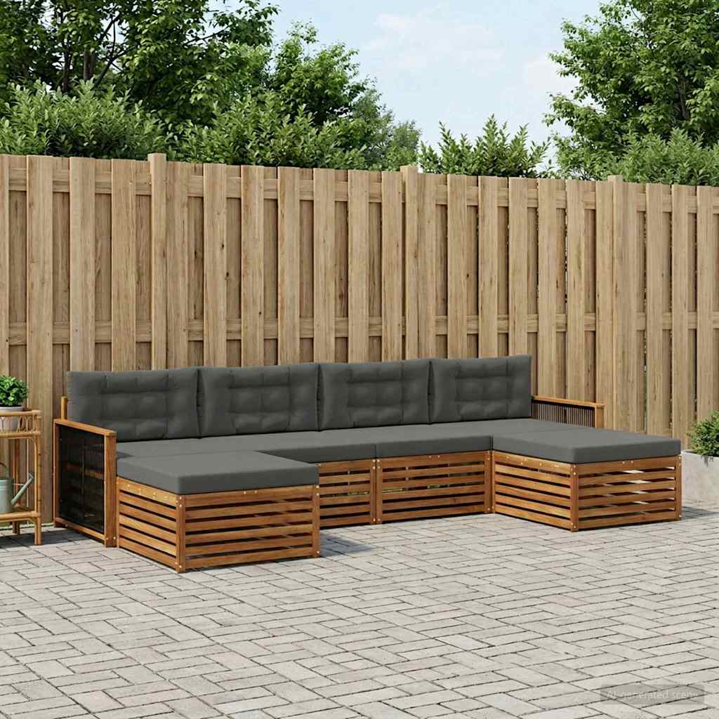 Setovi sofa s jastukom 6 pcs Čvrsto drvo akacije