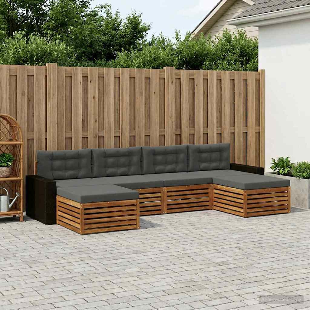 Setovi sofa s jastukom 6 pcs Čvrsto drvo akacije