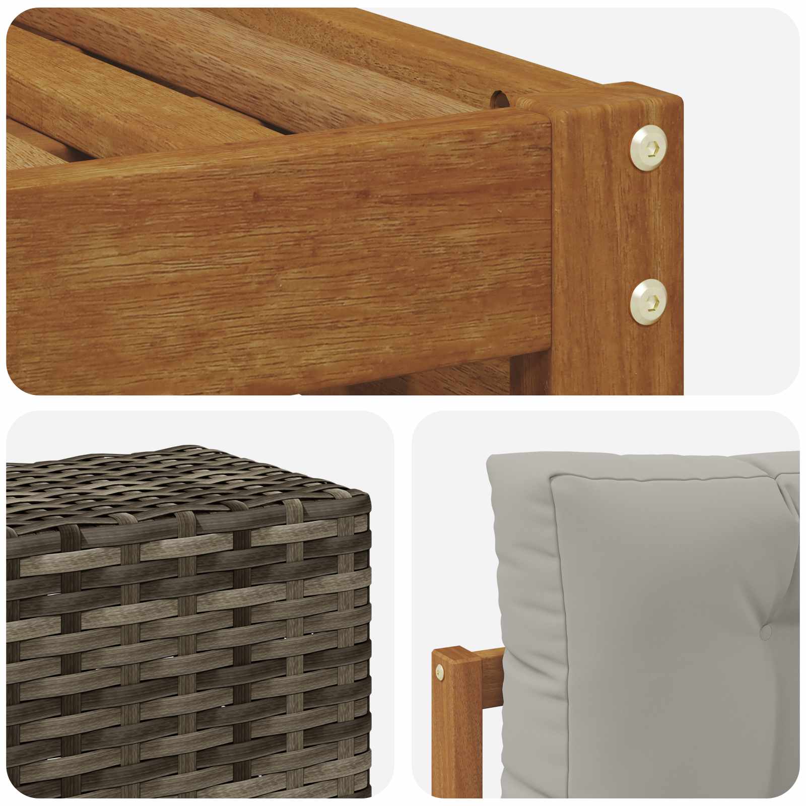 Setovi sofa s jastukom 6 pcs Čvrsto drvo akacije